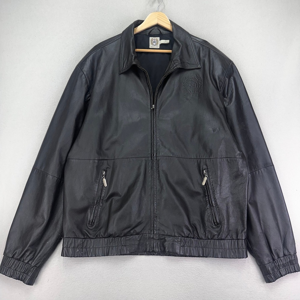 Cinch Leather Bomber Jacket Mens XL Black‎ Cowboy Biker Y2K Rocker Grunge